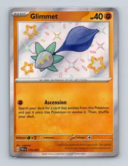 Glimmet 179 2024 Pokemon Paldean Fates Shiny Rare Holo Card NM+ - Image 1
