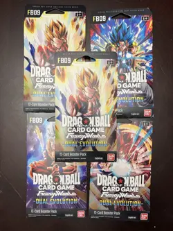 5 Factory Sealed Packs DRAGON BALL Fusion World FB09 Dual Evolution 12 Card Each - Image 1