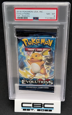 2016 Pokemon Evolutions Raichu Foil Pack PSA 8 NM MT Sealed Booster - Image 1