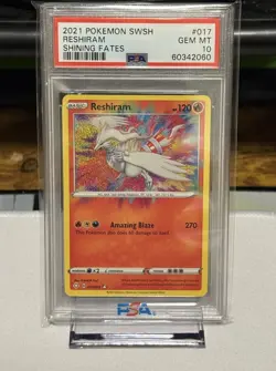 2021 POKEMON SWORD & SHIELD SHINING FATES #017 RESHIRAM PSA 10 GEM MINT 💎 - Image 1