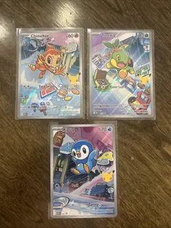 Pokemon First Partner Illustration Collection Promos Chimchar Turtwig Piplup - Image 1