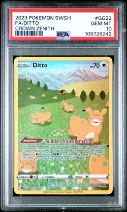 2023 POKEMON SWORD & SHIELD CROWN ZENITH #GG22 FULL ART/DITTO PSA 10 - Image 1