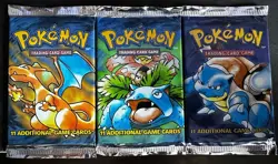 1999 Pokemon Base Set Booster Packs, Full Art, Set of 3, Heavy - Image 1