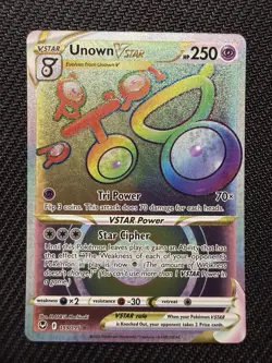 Pokemon English TCG Card Silver Tempest Unown VSTAR 199/195 Rainbow - Image 1