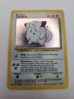 CLEFAIRY 5/102 Unlimited Base Set Holo Rare 1999 Pokemon Card MP - Image 1