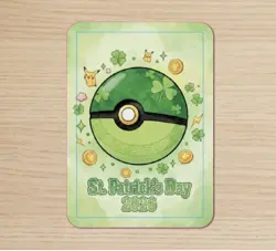 Pokemon PIKACHU St Patrick’s Day Trading Card Glossy front - Image 2