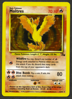 Pokemon TCG Moltres 12/62 Fossil Holo - Unlimited - Near Mint - Image 3