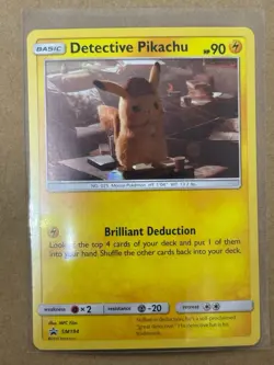 Detective Pikachu HOLO PROMO Pokemon SM194 Holographic Foil Black Star Rare - LP - Image 1