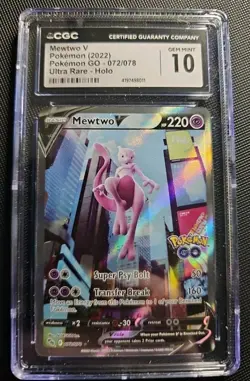 Mewtwo V 072/078, 2022 Pokemon GO English Alternate Art, CGC 10 - Image 1