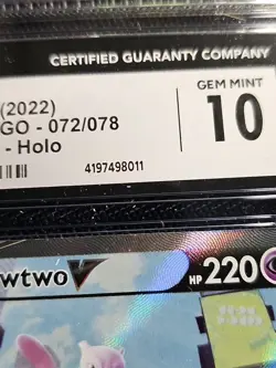 Mewtwo V 072/078, 2022 Pokemon GO English Alternate Art, CGC 10 - Image 2