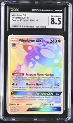 2019 POKEMON SUN & MOON COSMIC ECLIPSE SECRET #250 FULL ART/VILEPLUME GX CGC 9 - Image 1