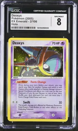 2005 POKEMON EX EMERALD #2 DEOXYS-HOLO EMERALD CGC 8 - Image 1