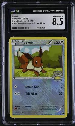 CGC 8.5 Eevee 84/108 Dark Explorers Cross Hatch Holo City Championships Pokemon - Image 1