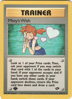 Misty's Wish 108/132 Rare Gym Challenge Pokemon 1st Edition LP - Image 1