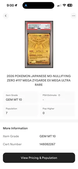 Pokemon Mega Zygarde EX Mega Ultra Rare PSA 10 M3 JP 117 Japanese 2026 Pop#7 - Image 3