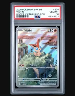 2025 Pokemon SVP 208 Victini PSA 10 Graded Illustration Rare Promo Unova - Image 1
