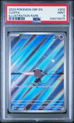 2023 POKEMON OBF EN-OBSIDIAN FLAMES ILLUSTRATION RARE #202 CLEFFA PSA 9 MINT - Image 1