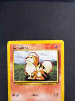 CRIMPED error Growlithe 028/102 Base Set Unlimited Pokemon Tcg Vintage - Image 2