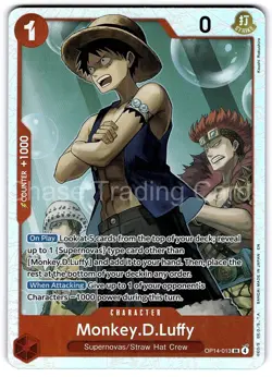 Monkey D Luffy OP14-013 Super Rare The Azure Sea's Seven One Piece Mint NM - Image 1