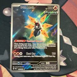 Pokemon TCG Iron Moth Holo Illustration Rare Card 187/182 Paradox Rift - Image 1