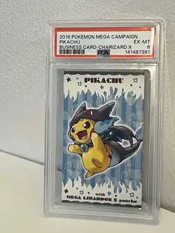 PSA 6 Poncho Pikachu Charizard X Mega Campaign Business Card Japanese Pokemon - Image 1