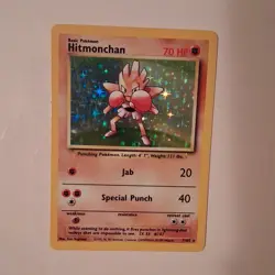 Pokemon Hitmonchan 7/102 Base Set Holo Rare 70 HP Card English - Image 2