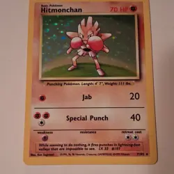 Pokemon Hitmonchan 7/102 Base Set Holo Rare 70 HP Card English - Image 3