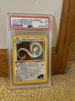 Pokemon 1st Edition Gym Heroes Erika's Dragonair Holo PSA 8 - Image 1
