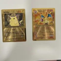Pokemon Celebrations Gold Metal Charizard & Pikachu Cards 25th Anniversary Base - Image 4