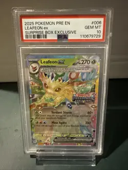 Pokemon TCG Leafeon EX Prismatic Evolutions 6/131 Surprise Box Exclusive PSA 10 - Image 1