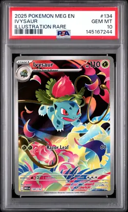 2025 POKEMON MEG EN-MEGA EVOLUTION ILLUSTRATION RARE #134 IVYSAUR PSA 10 - Image 1