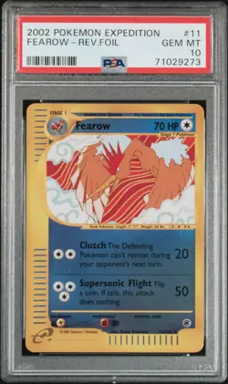 2002 POKEMON EXPEDITION #11 FEAROW-REVERSE FOIL PSA 10 - Image 1