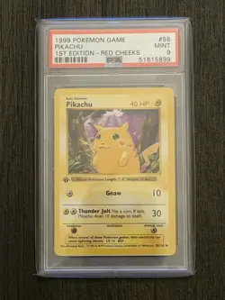 Pikachu 1st Edition Red Cheeks PSA 9 1999 Pokemon Game #58 - Image 1