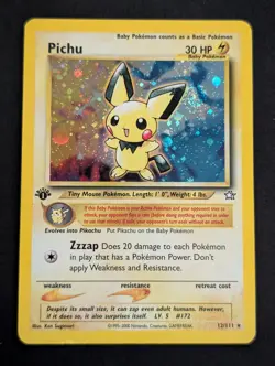 Pichu 12/111 Neo Genesis Holo 1st edition Pokemon TCG MP - Image 1