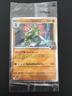 Team Rocket's Tyranitar 096/182, Destined Rivals Pokemon Center Stamp - Sealed - Image 1