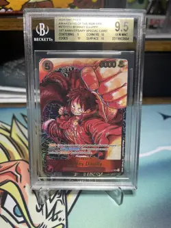 BGS 9.5 GEM MINT Luffy AWAKENING NEW ERA 012 1ST ANNIVERSARY One Piece Card - Image 1