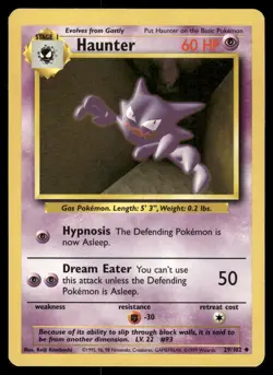 Pokemon Cards Haunter 29/102 UNLIMITED Base Set WOTC Uncommon LP - Image 1
