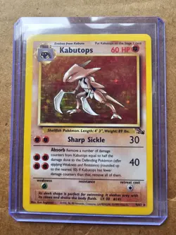 Pokemon TCG Fossil Unlimited Holo Rare Kabutops Card 9/62 - Image 1