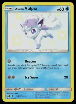 Pokemon Card - Alolan Vulpix Hidden Fates Shiny Vault SV8/SV94 Holo - Image 1