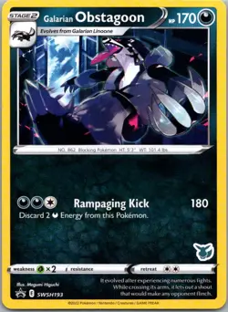 Pokemon TCG Galarian Obstagoon SWSH193 SWSH Black Star Promos NM - Image 1