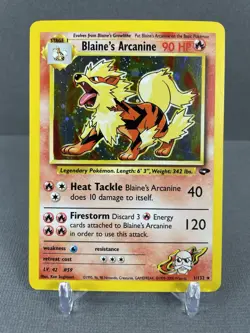 Pokemon Blaine's Arcanine 11/132 Gym Challenge Unlimited Holo Rare - NM/LP - Image 1