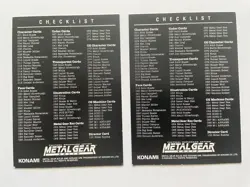 Metal Gear Solid Trading Card - Checklist - Set List X2 Konami - Image 2