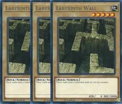 Yugioh - Labyrinth Wall x 3 - 1st Edition Rare NM - Plus Free Holographic Card - Image 1