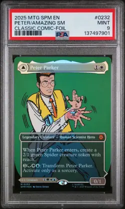 Magic The Gathering Spider-Man - Peter Parker/Amazing Spider-man 0232 Foil PSA 9 - Image 1
