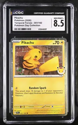 CGC 8.5 Pikachu 051/162 Holo Stamped Pokemon Day 2026 Pokemon Card - Image 1