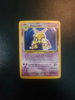 Alakazam Pokemon Base Set #001/102 Holo Pokemon Card MP - Image 1
