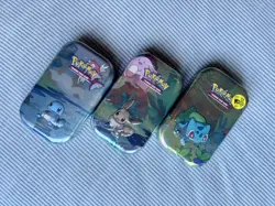Pokemon TCG Kanto Friends L24 Mini Tin x 3 New & Sealed Eevee Bulbasaur Squirtle - Image 1