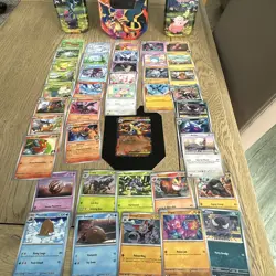 Pokemon TCG -40 cards & Mega Charizard Empty tin with Promo card + 2 small tins - Image 5