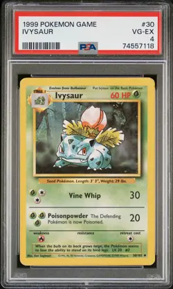 1999 POKEMON BASE SET UNLIMITED #30 IVYSAUR PSA 4 - Image 1