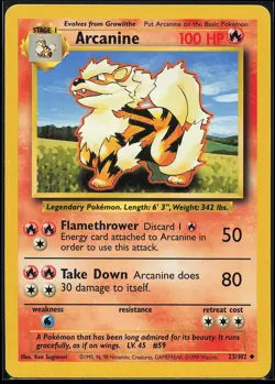 Arcanine 23/102 Uncommon Base Set Pokemon Card - Image 1
